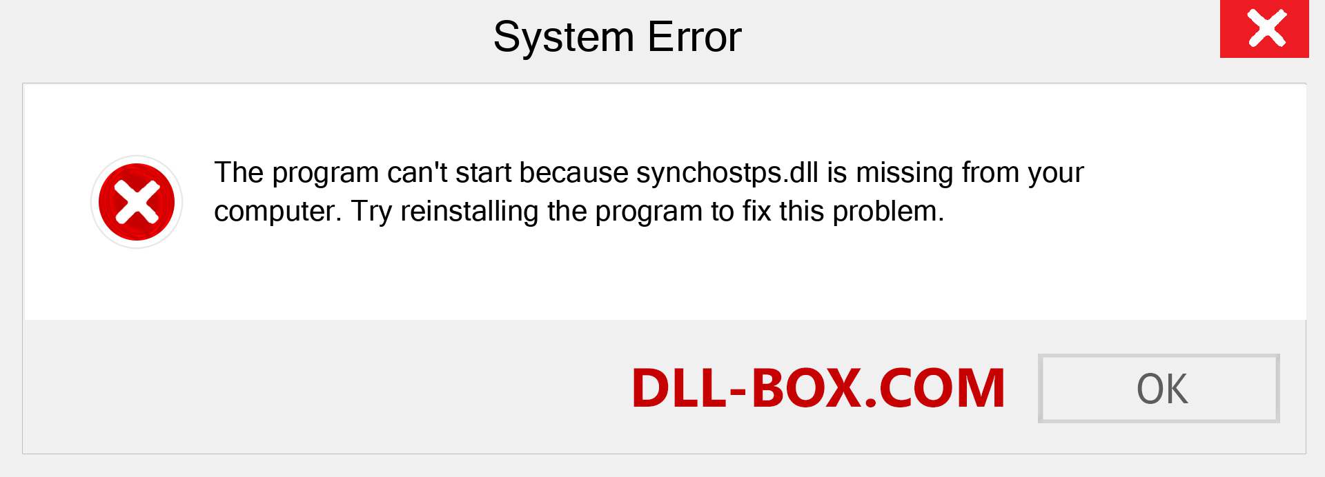  synchostps.dll file is missing?. Download for Windows 7, 8, 10 - Fix  synchostps dll Missing Error on Windows, photos, images