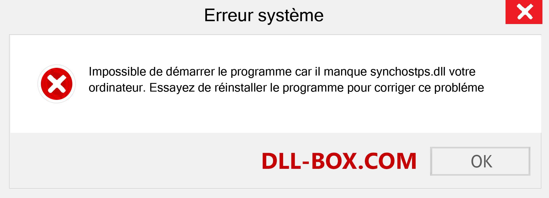 Le fichier synchostps.dll est manquant ?. Télécharger pour Windows 7, 8, 10 - Correction de l'erreur manquante synchostps dll sur Windows, photos, images